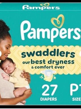 Pampers Swaddlers Baby Diapers - Teal/Yellow - 27 Count